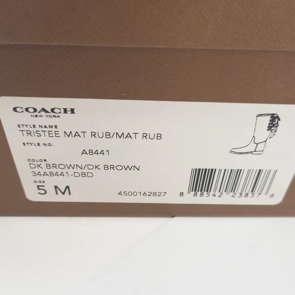 Coach Tristee Matte Rubber Rain Boots Buck Brown -5 - Picture 5 of 5
